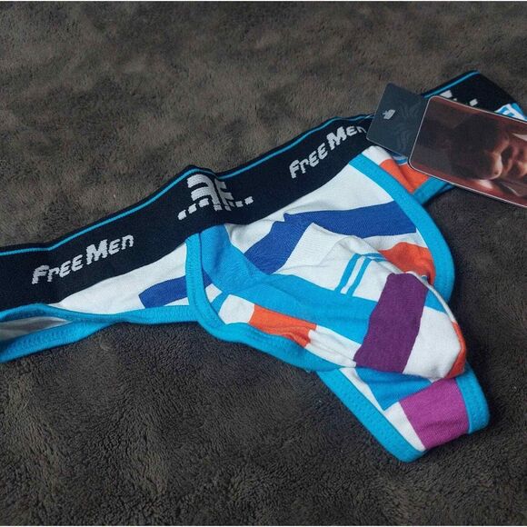 Freemen Random Stripe Men's Cotton Thong Underwear Size Large - Picture 1 of 5